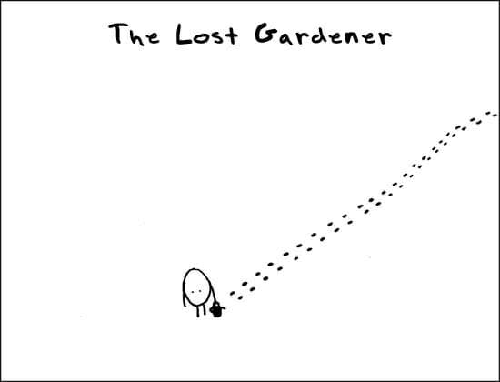 gardening cartoon of snowy winter