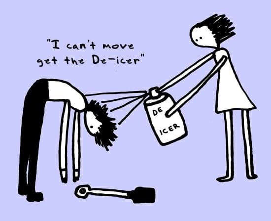 gardening cartoon of frozen winter