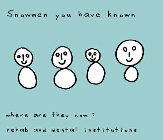 gardening cartoon of winter snowmen